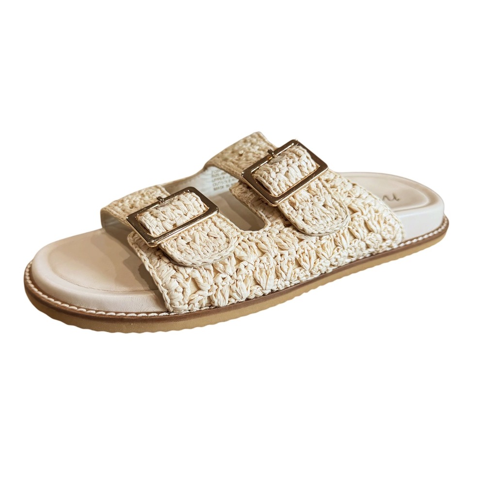 Matisse Sandals Women's 8M Posey Cream Raffia Crochet Slides Boho